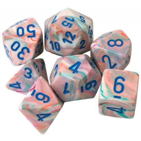 Festive Mini-Polyhedral Pop Art/blue 7-Die set
