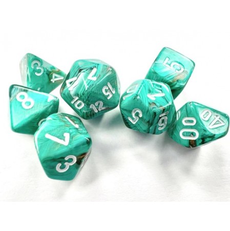 Marble Mini-Polyhedral Oxi-Copper/white 7-Die Set