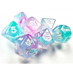 Nebula Mini-Polyhedral Wisteria/white 7-Die set