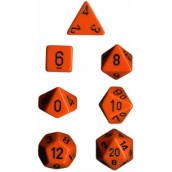 CHESSEX OPAQUE POLYHEDRAL 7-DIE SETS - ORANGE W/BLACK