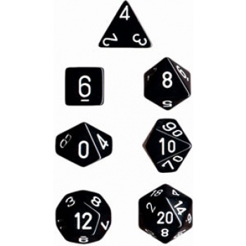 Opaque Polyhedral 7-Die Sets - Black/white