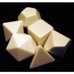 Opaque Polyhedral White Set of 6 blank dice