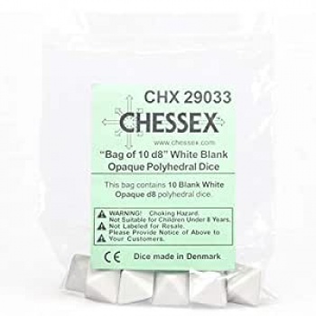 Opaque Polyhedral White 8-sided dice 1  kom