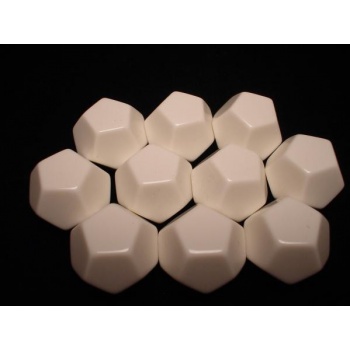 Opaque Polyhedral White 12-sided dice 1  kom