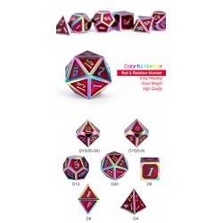 Metal & Enamel Dice Set (7pcs) Red Iridescence