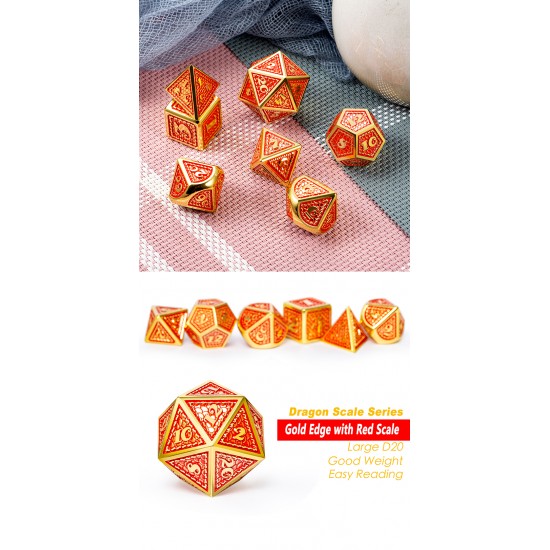 Metal & Enamel Dice Set (7pcs) Phoenix