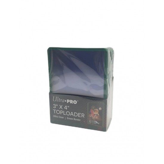 UP - Toploader - 3" x 4" Green Border full pack 25 pcs
