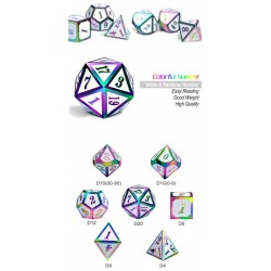 Metal & Enamel Dice Set (7) White Iridescence