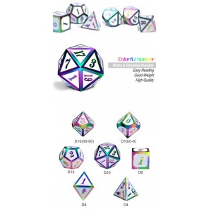 Metal & Enamel Dice Set (7) White Iridescence