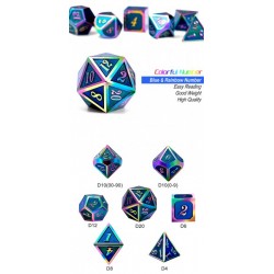 Metal & Enamel Dice Set (7) Aquamarine Iridescence