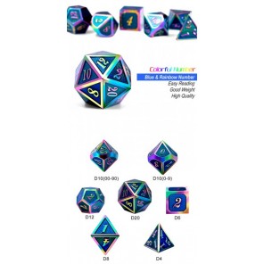 Metal & Enamel Dice Set (7) Aquamarine Iridescence