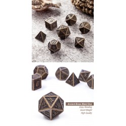 Metal & Enamel Dice Set (7pcs) Bronze
