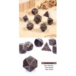 Metal & Enamel Dice Set (7) Crude Copper