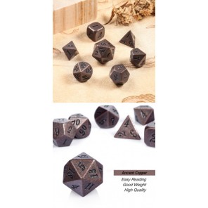 Metal & Enamel Dice Set (7) Crude Copper