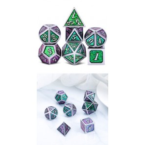 Metal & Enamel Dice Set (7) Cathedral Glass
