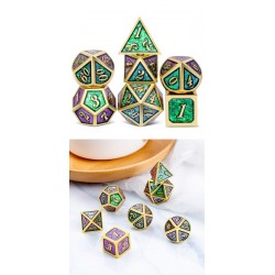 Metal & Enamel Dice Set (7) Scarab