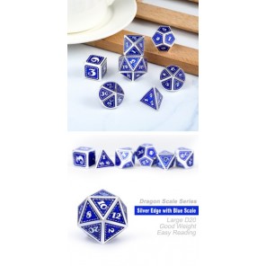 Metal & Enamel Dice Set (7) Lapis