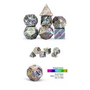 Stripe Dice Set (7) Metallic Rainbow