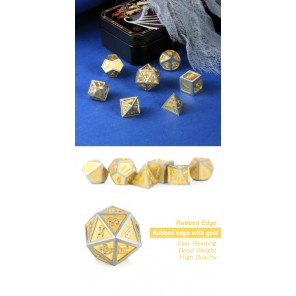 Metal & Enamel Dice Set (7) Golden