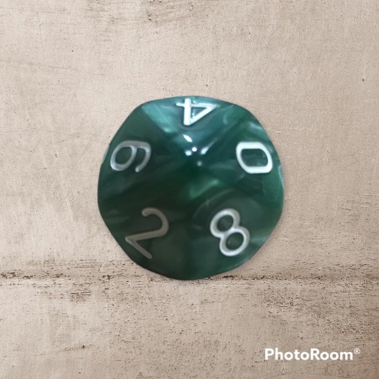 Single dice D10 GREEN/WHITE