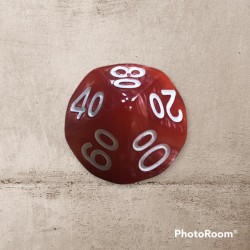 Single dice D00 RED/WHITE