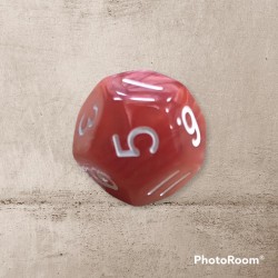 Single dice D12 RED/WHITE