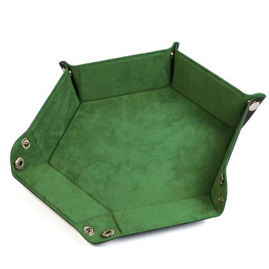 Leatherette & Velvet Dice Tray Grass Green Hex Reprint