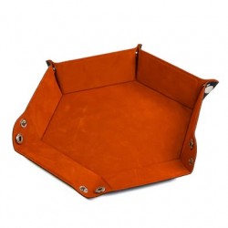 Leatherette & Velvet Dice Tray Orange Hex Reprint