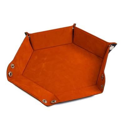 Leatherette & Velvet Dice Tray Orange Hex Reprint