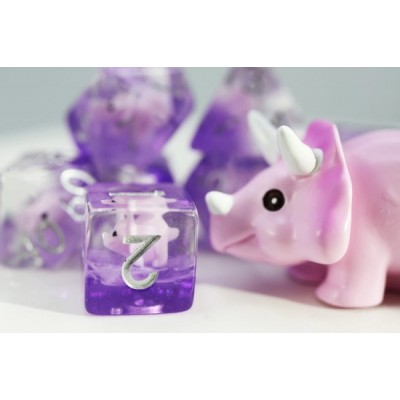 Pink Triceratops RPG Dice Set (7)