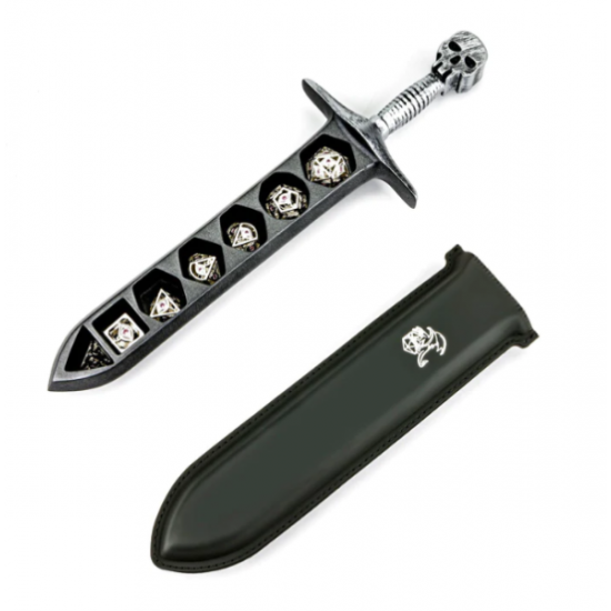 Grim Dagger Dice Case/Holder w/sheath Cover Silver