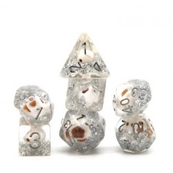 Skull and Silver Glitter RPG Dice Set (7)