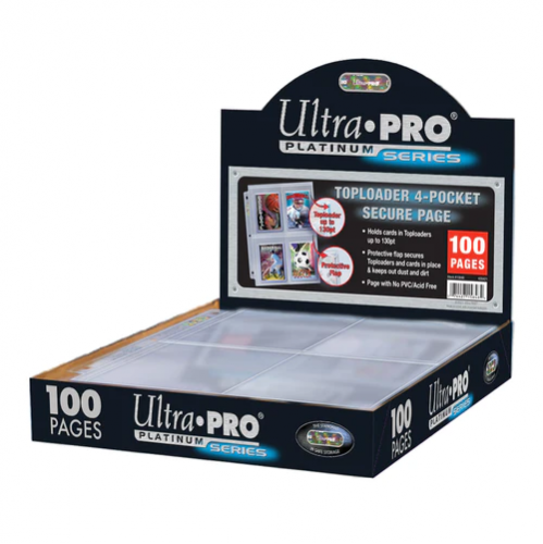 Premium Series 4-Pocket Secure Pages (100ct) for Toploaders - One Page