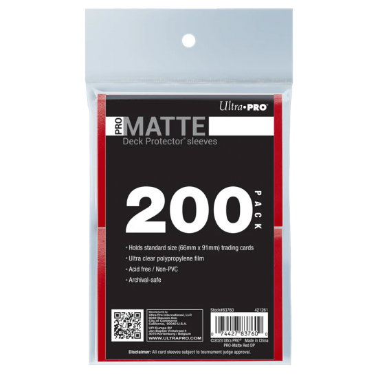 Pro-matte Standard Deck Protector Sleeves Bundle (200ct) Red