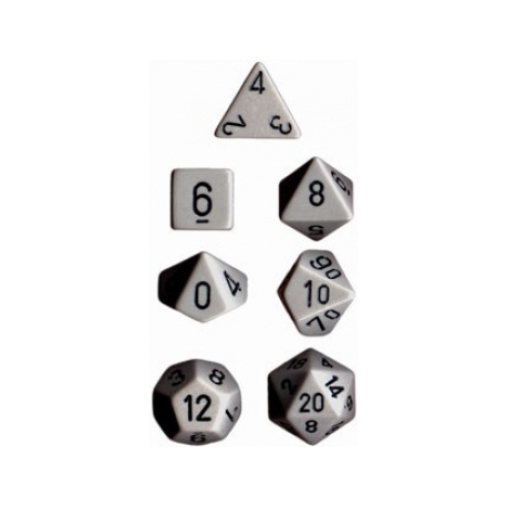CHESSEX OPAQUE POLYHEDRAL 7-DIE SETS - DARK GREY W/BLACK