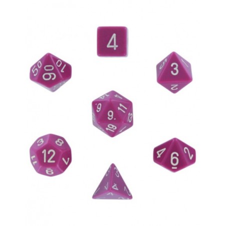 CHESSEX OPAQUE POLYHEDRAL 7-DIE SETS - LIGHT PURPLE W/WHITE