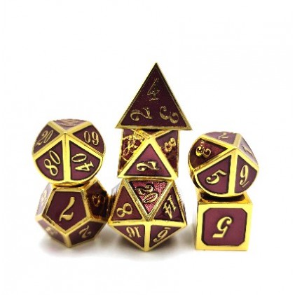 Metal Dual Gold-Dark Red Dice Set