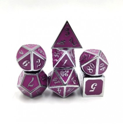 Metal Dual Silver-Purple Dice Set