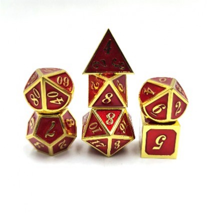 Metal Dual Gold-Red Dice Set