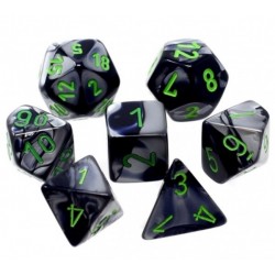 Gemini Mini-Polyhedral Black-Grey/green 7-Die Set