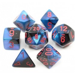 Gemini Mini-Polyhedral Black-Starlight™/red 7-Die Set