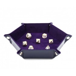 Velvet Leatherette Hex Dice Tray Navy with Purple