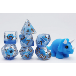Blue Triceratops RPG Dice Set (7)
