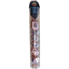 Metal Antique Rose Gold MINI 10mm 7 Dice Polyset in Tube