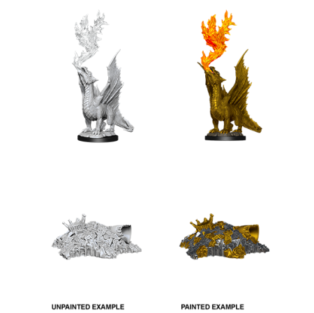 D&D Nolzur's Marvelous Miniatures: Gold Dragon Wyrmling & Half Eaten Treasure Pile